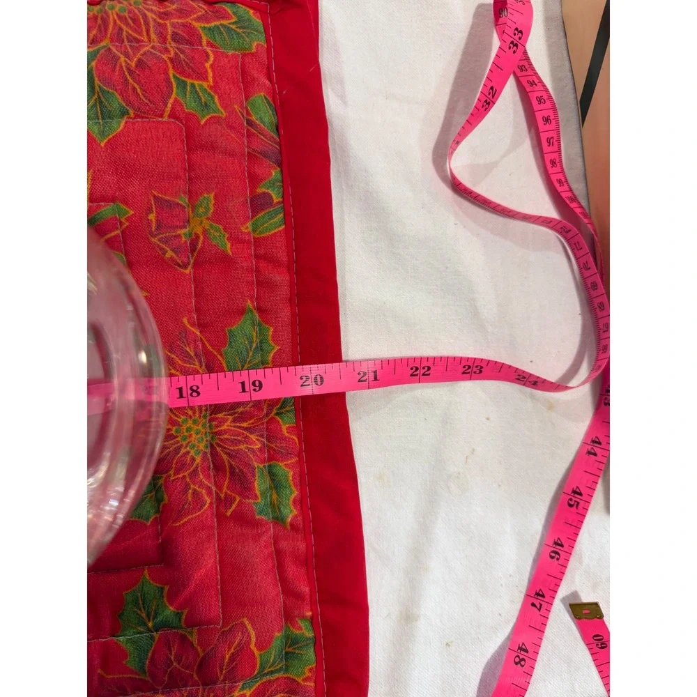 Handmade Quilted Christmas Placemats Set of 3 Red‎ Poinsettia Reversible 20x14